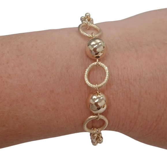 18k Goldplated Uchain OLink Ball Bracelet Never Worn 7-8" Pretty Bird - Picture 1 of 6